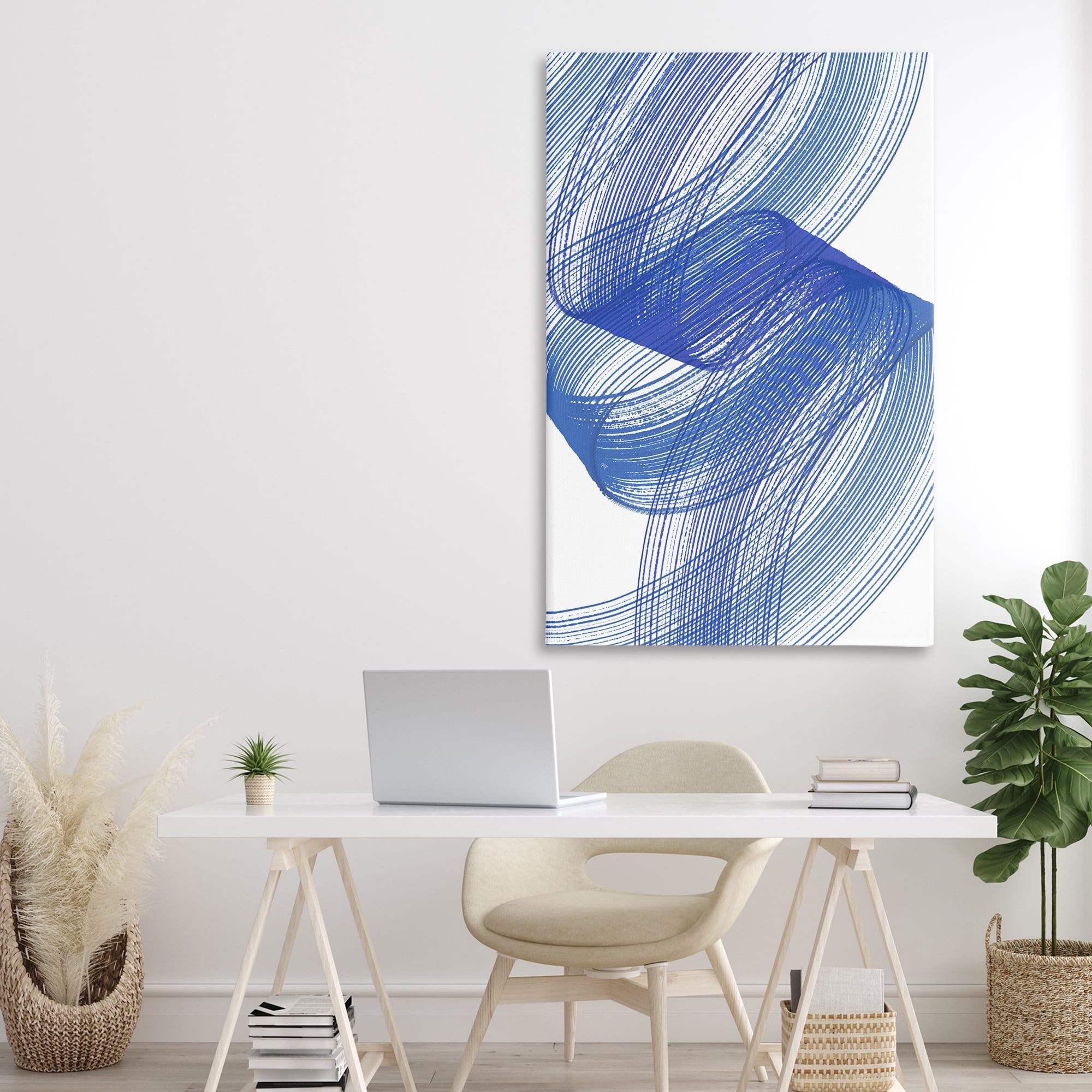 Stupell Industries Blue Lines Flowing In Motion Canvas Wall Art, design by Martina Pavlova