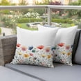 thumbnail image 4 of Watercolor Flower Pillow Covers 2 Pack Spring Red Pink Blue Floral Plant Pillowcase Waterproof Outdoor Throw Pillow Cover for Patio Garden Square Cushion 24”x24”, 4 of 9