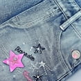 thumbnail image 4 of Peacolate 3-11T Little Girls Jumpsuit Children Bib Overalls Denim Strap Skirt Shorts Jeans Pants Colorful Tie-dye Shortalls Suspender,Star,7-8Years, 4 of 6