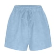 thumbnail image 3 of HADST HADST Women's Pleated High Waisted Denim Shorts Elastic Waist Wide Leg Stretchy Faux Jeans with Side Pockets, 3 of 7