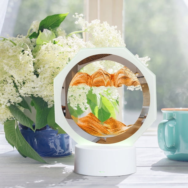 Arte de Arena En Movimiento, Reloj de Arena Giratorio de 17 Cm y 360°, Decoración con Arena Líquida para Sala de Estar, Dormitorio, Lámpara de Mesa (10 Ml)