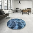 thumbnail image 3 of Ahgly Company Indoor Square Abstract Iceberg Blue Persian Area Rugs, 8' Square, 3 of 6