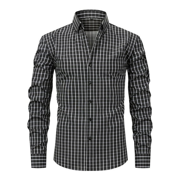 Zszcpp Casual Tops For Men Long Sleeve Plaid Comfort Button Formal Dress Shirt Slim Fit Business Blouse Casual Blouses
