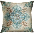 thumbnail image 4 of Set of 4 Throw Pillow Covers Vintage Abstract Boho Brown Green Teal and Grey Plant Leaf Floral Decorative Pillow Cases Home Decor Standard Square 18x18 Inches Pillowcases, 4 of 6