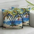 thumbnail image 3 of Palm Tree Decorative Throw Pillow Case Colorful Cartoon Tropical Island Hawaiian Torch Seagulls Sunset Summer Theme, Cushion Cover for Couch Living Room CarBlue Orange, 3 of 7