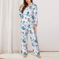 thumbnail image 2 of Fotbe Cute Shark Conjunto de Pijama de Manga Larga para Mujer con Estampado, Ropa de Dormir de 2 Piezas, Conjunto de Casa Suave y Cómodo con Bolsillos-Medium, 2 of 7