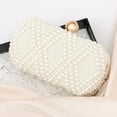 thumbnail image 5 of White Pearl Clutch Purse for Women Bridal Wedding Evening Bags Small Formal Beaded Handbags with Chain, 5 of 7