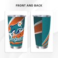 thumbnail image 3 of Taza térmica duradera de acero inoxidable 304 con tema del equipo de fútbol de los delfines con tapa y pajita Taza térmica de acero inoxidable de 20 oz Taza para automóvil Adecuada para bebidas frías, 3 of 8