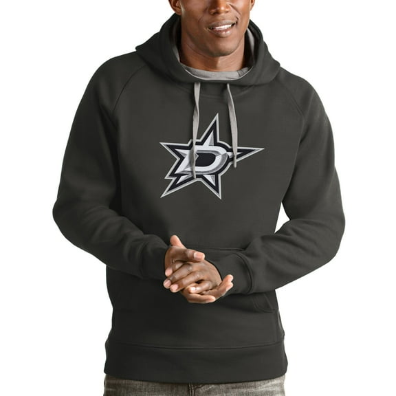 Men's Antigua Charcoal Dallas Stars Logo Victory Pullover Hoodie