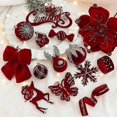 thumbnail image 4 of Nordic light luxury flocking Christmas pendants for Christmas decorations snowflake pendants Christmas dress-up supplies red flocking elk, 4 of 5