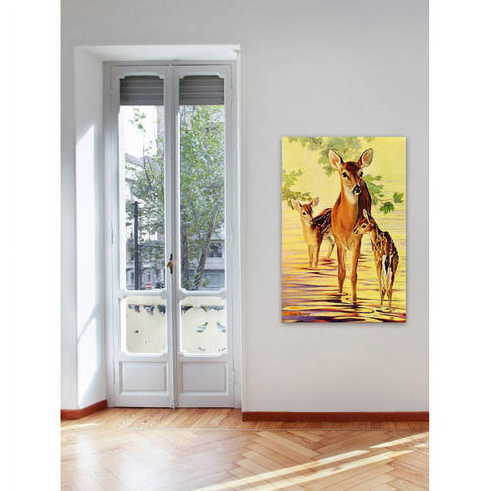 "Doe and Fawns" Painting Print on Wrapped Canvas