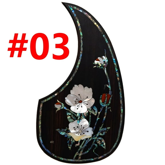 Acoustic Guitar Pickguard Solid Wood Pick Guard Anti-scrape Plate Inlaid Abalone Flower Self-adhesive for Martin D-47 Acoustic Guitar