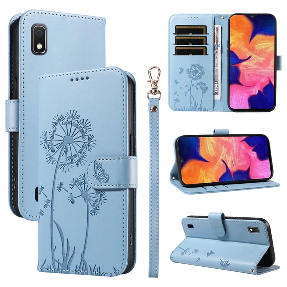 Wallet Case for Samsung Galaxy A10 (SM-A105), Card Holder and Kickstand, Shockproof and Scratch Resistant, Sky Blue