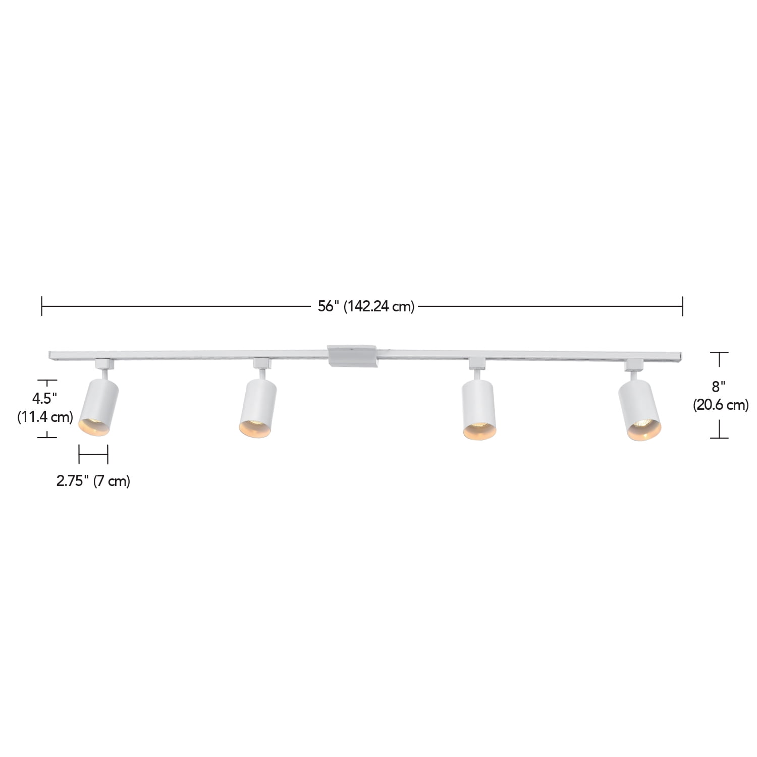 Globe Electric Industrial Style 4-Light 56" Matte White Track Lighting Kit