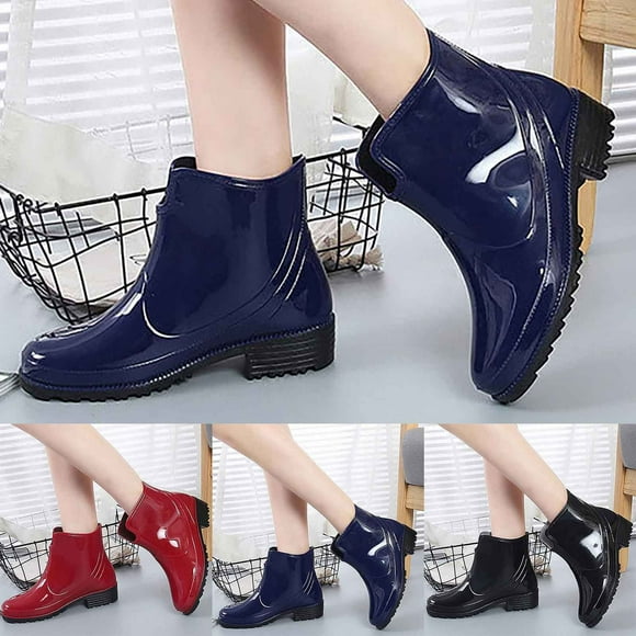 Ladies Rain Boots Rain Shoes Spring Summer Comfortable Low Heel Footwear All Occasions Womens Rubber Boots Blue 39