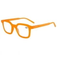 thumbnail image 5 of 5 Pairs of Women Square Reading Glasses 2.00 Men Oversized Clear Orange Fashion Classic Spring Hinges Readers +2.00 Strength HD, 5 of 5