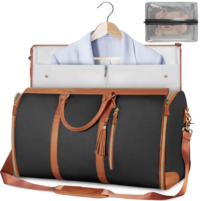 New Large PU Folding Suit Storage Bag Large Capacity Hand Luggage Bag Travel Bag Multi Function Black