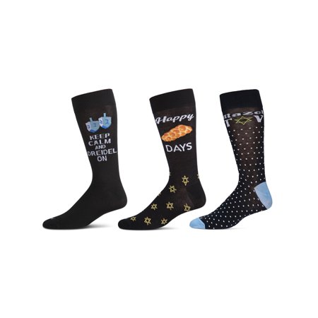 Hanukkah Novelty Crew Socks for Men 3-Pair Pack