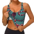 thumbnail image 3 of Balery Snake And Rose Pattern Racerback Sports Bras for Women - Padded Seamless High Impact Support for Yoga Gym Workout Fitness-Large, 3 of 8