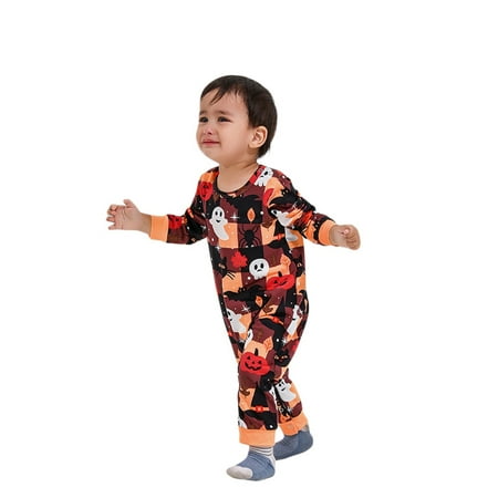 

Family Halloween Pajamas Matching Sets Halloween Pumpkin Sleepwear Parent-Child Pjs Outfit Halloween Holiday Party
