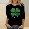 thumbnail image 2 of Womens St Patricks Day Tops Four Leaf Clover T-Shirts 3/4 Sleeve Round Neck Tees Casual Loose Fit Blouse St Pattys Shirts, 2 of 5