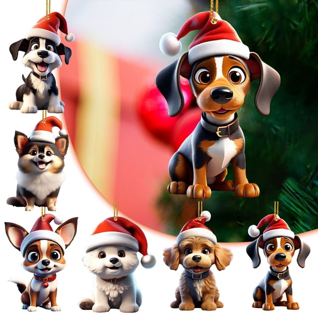 Ganfancp Colgante Decorativo Acrílico Perro Pequeño Coche Mochila Navidad