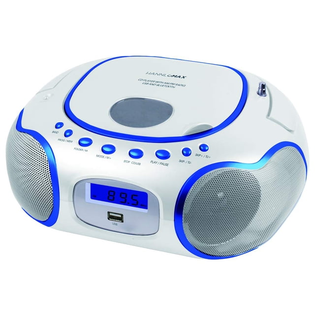 Boombox portátil para CD/MP3 HANNLOMAX HX-309CD con Bluetooth, color blanco