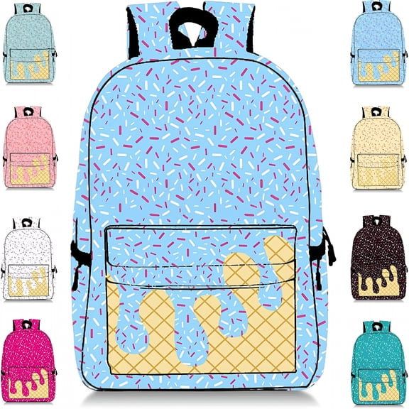 TELOLY Ice Cream Drip Backpack, Kawaii Shoulder Backpack with Side Pockets Large Capacity Daypack for Travel Hiking Camping