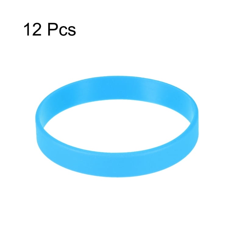 10 Pack of Thin Blue Line Blue Lives Matter Adult 8 Inch Elastic Silicone Rubber  Bracelets (