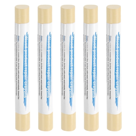 Uxcell 5pcs Wood Filler Sticks Wooden Wax Touch Up Furniture Repair Crayons for Scratch Cracks Hole Table Wood Floor, Vintage Linen