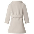 thumbnail image 3 of Huowey Girls Wool Overcoat Solid Color Long Sleeve Dress Coat Button Peacoat Notch Lapel Outerwear With Belt Pockets Winter Thick Warm Jacket ,Beige,3-4 Years, 3 of 7