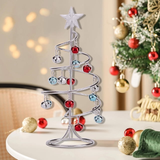 Tabletop Metal Christmas Tree Wrought Iron Ornament Display Stand Christmas Ornament 11 Inch Desktop Decorations Mini Xmas Tree
