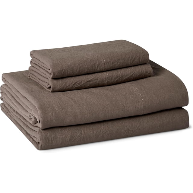 Brushed Microfiber Sheet Set, Extra Soft with Natural Texture, 4-Piece, Full, Brown