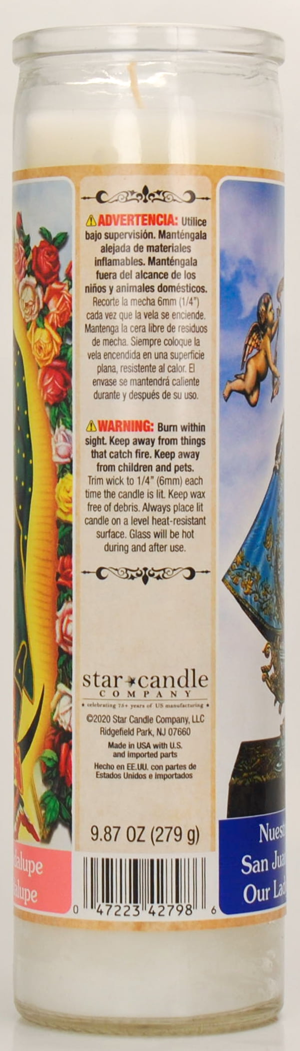 (2 pack) Prayer Candle Dual Saints White Wax, 8 Inch