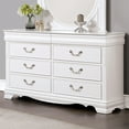 thumbnail image 2 of Furniture of America Heyd 6-Drawer Solid Wood Dresser with Mirror in White, 2 of 6