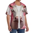 thumbnail image 2 of Fotbe Flower White Cow Camisa Estampada de Manga Corta para Hombre, Casual de Verano, Estilo Playero, Sin Arrugas-Medium, 2 of 5