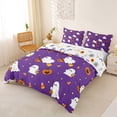thumbnail image 2 of Homewish Cartoon Halloween Ghost Pumpkin Bedding,Candy Corn Print Duvet Cover Full,Purple Orange White,Halloween Reversible,3pcs,1 Duvet Cover and 2 Pillowcases, 2 of 6
