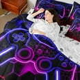 thumbnail image 4 of Castle Fairy Gradient Hexagon Gamer Bedding Comforter Set,Stripes King Bedding Sets, 4 of 8