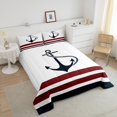 thumbnail image 4 of Erosebridal Anchor Comforter Sets Queen Size,Nautical Theme Bedding Queen Comforter Set,Stripes Decor,Reversible,3Pcs, 4 of 8