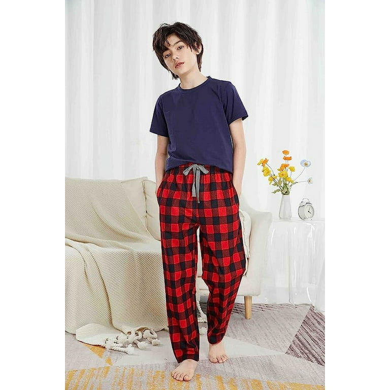 HiddenValor Big Boys Cotton Pajama Lounge Pants - Red/Black, Small