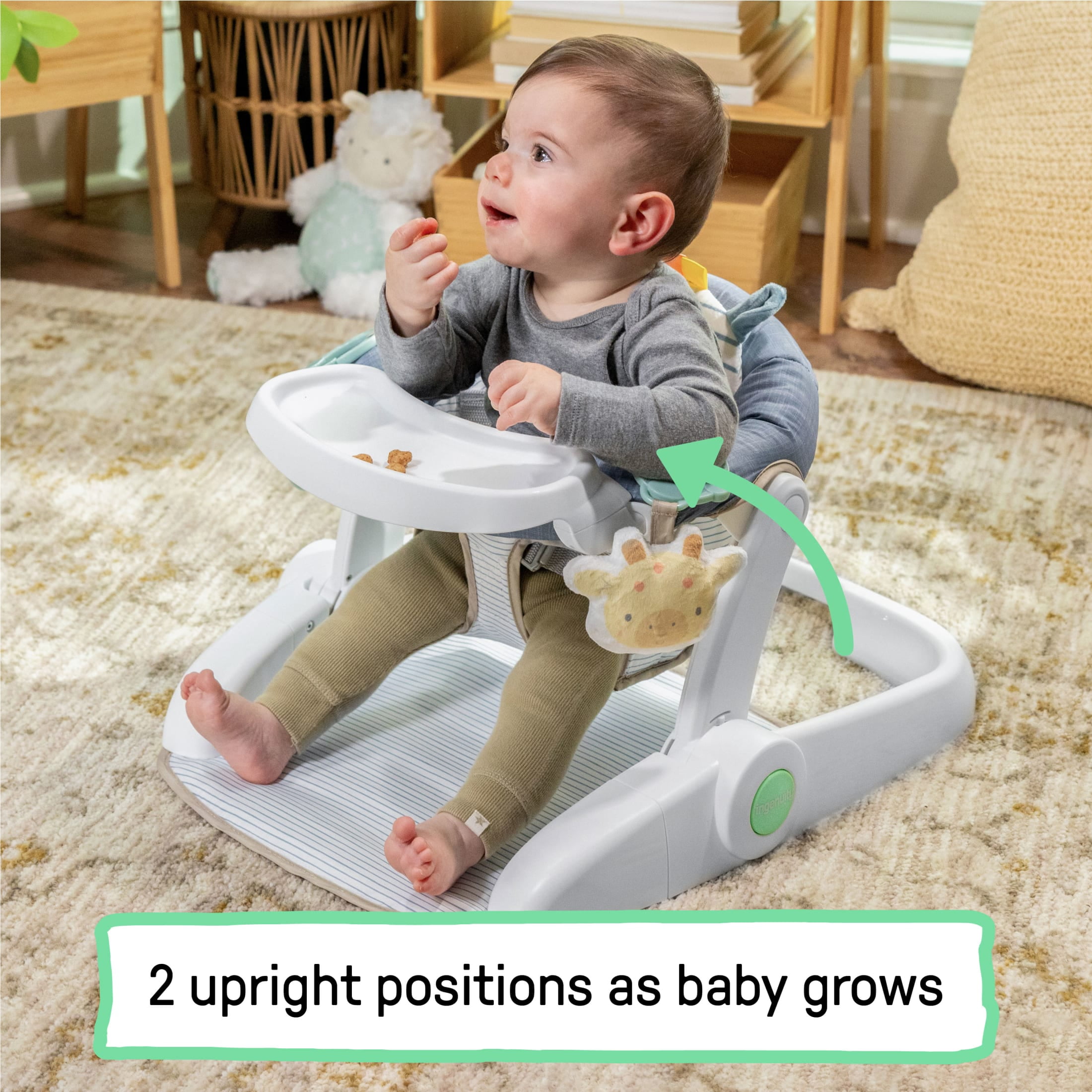Ingenuity Prop Spot Learn-to-Sit Floor Seat Casi, Blue, Unisex, Ages 4-12 Months