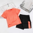 thumbnail image 4 of SGFCWSX Boys 2 Piece Athletic Outfits Summer Quick Dry Short Sleeve T Shirt Shorts Sports Set for Kids Orange Size 4T, 4 of 9