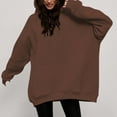 thumbnail image 6 of Baqcunre Unisex Solid Color Long Sleeve Loose-Fitting Fleece Top With Thick Hoodie Women Clothing Hoodies for Women,Womens Tops Fall 2023 Womens Sweatshirt Coffee L, 6 of 9