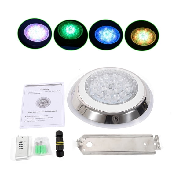 12V 54W RGB Underwater Light LED Swimming Pool Light Spa Lamp Stainless Steel Remote 11.8*2.8in for Swimming Pools, Aquariums, Gymnasiums