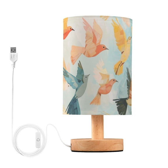 Many Birds Table Lamp for Desk Nightstand Lamp with USB Modern Gifts for Bedroom Living Room Kids Room