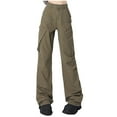 thumbnail image 2 of Ndbuld Womens Cargo Pants with Pockets Flap High Waisted Work Pants Multi-Pockets Versatile Straight Leg Pants Trousers XL,Green, 2 of 6
