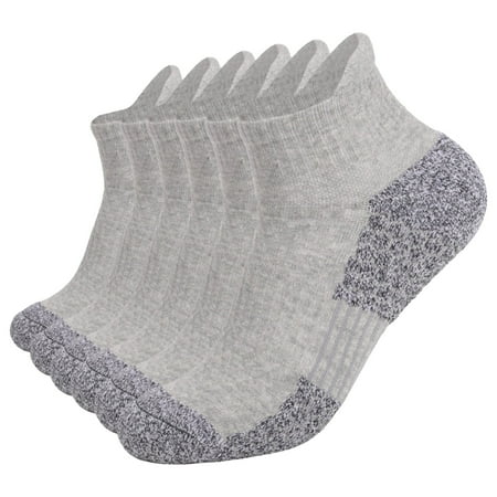 HNMKIU Women s Thickened Hiking Socks 6 Pack with Absorbent Bottom for Sports Running and Outdoor Activities Grey L