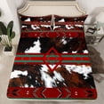 thumbnail image 2 of jejeloiu Vintage Cattle Hide Full Size Sheets,Retro Geometric Rhombus Bed Sheets,Brown Red White Sheet Sets For Teens,Super Cozy Room Decor,4-Piece, 2 of 7
