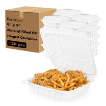 Karat Earth [120pcs - 9x9] Mineral Filled PP Hinged Container - White