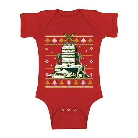

Awkward Styles Ugly Christmas Baby Outfit Bodysuit Auto Xmas Tree Romper